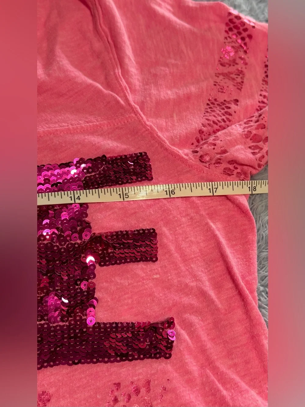 PINK Victoria's Secret Pink Sequin 'LOVE PINK' Short Sleeve Tee